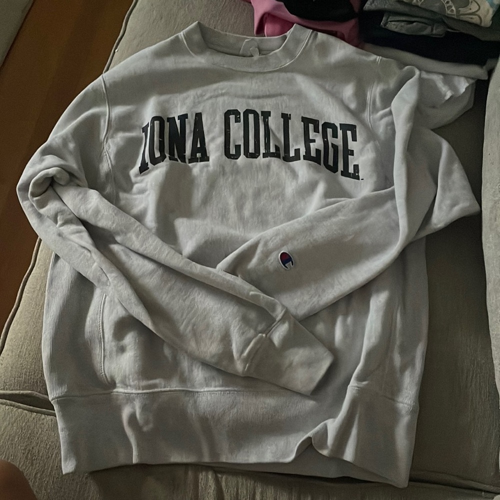 Collage graphic design crewneck sweater, grey